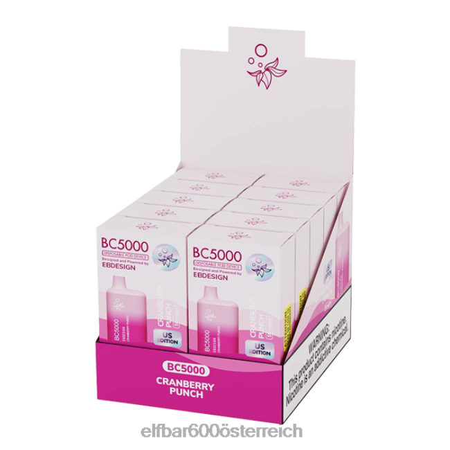 ELFBAR Cranberry Puncher BC5000 Consumer – Single 2L2T238 - ELF BAR 5000 zuge nikotin