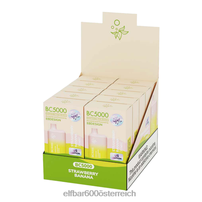 ELFBAR Erdbeer-Bananen-BC5000-Verbraucher – einzeln – 50 mg 2L2T274 - ELF BAR 5000 zuge nikotin