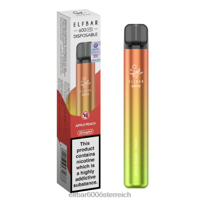 ELFBAR 600v2 Einweg-Vaporizer – 20 mg 2L2T11 - ELF BAR 5000 zuge sorten Apfel-Pfirsich