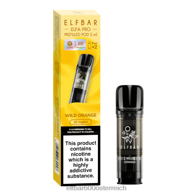 ELFBAR Elfa Pro vorgefüllte Kapseln – 20 mg – 2 Stück 2L2T95 - ELF BAR 5000 zuge sorten wilde Orange