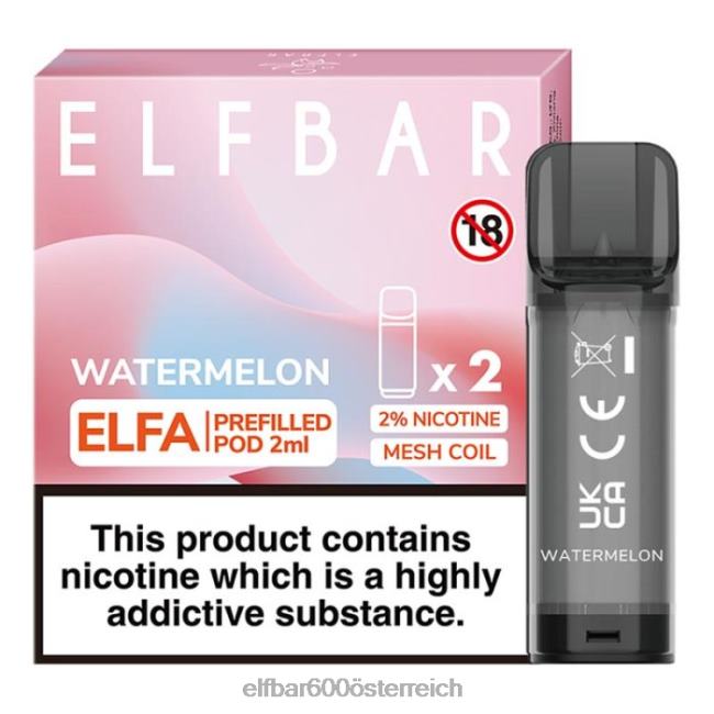 ELFBAR Elfa vorgefüllte Kapsel – 2 ml – 20 mg (2 Packungen) 2L2T121 - ELF BAR 5000 zuge Wassermelonenkirsche