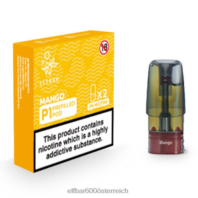 ELFBAR Mate 500 P1 vorgefüllte Kapseln – 20 mg (2 Packungen) 2L2T153 - ELF BAR 5000 zuge kosten Mango