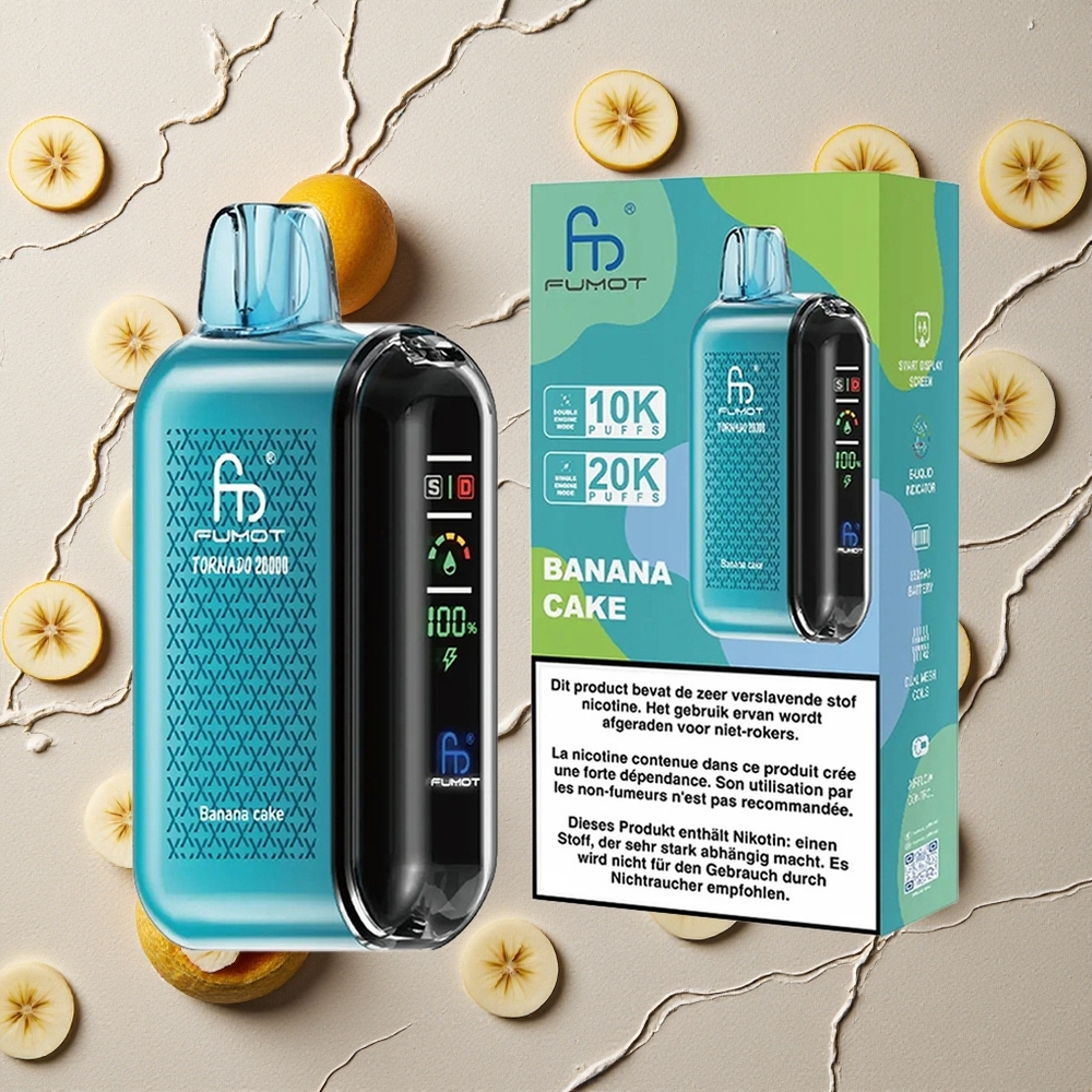 Fumot Tornado 20000 Puffs Bananenkuchen Dual Mesh Coil vapes großhandel Österreich