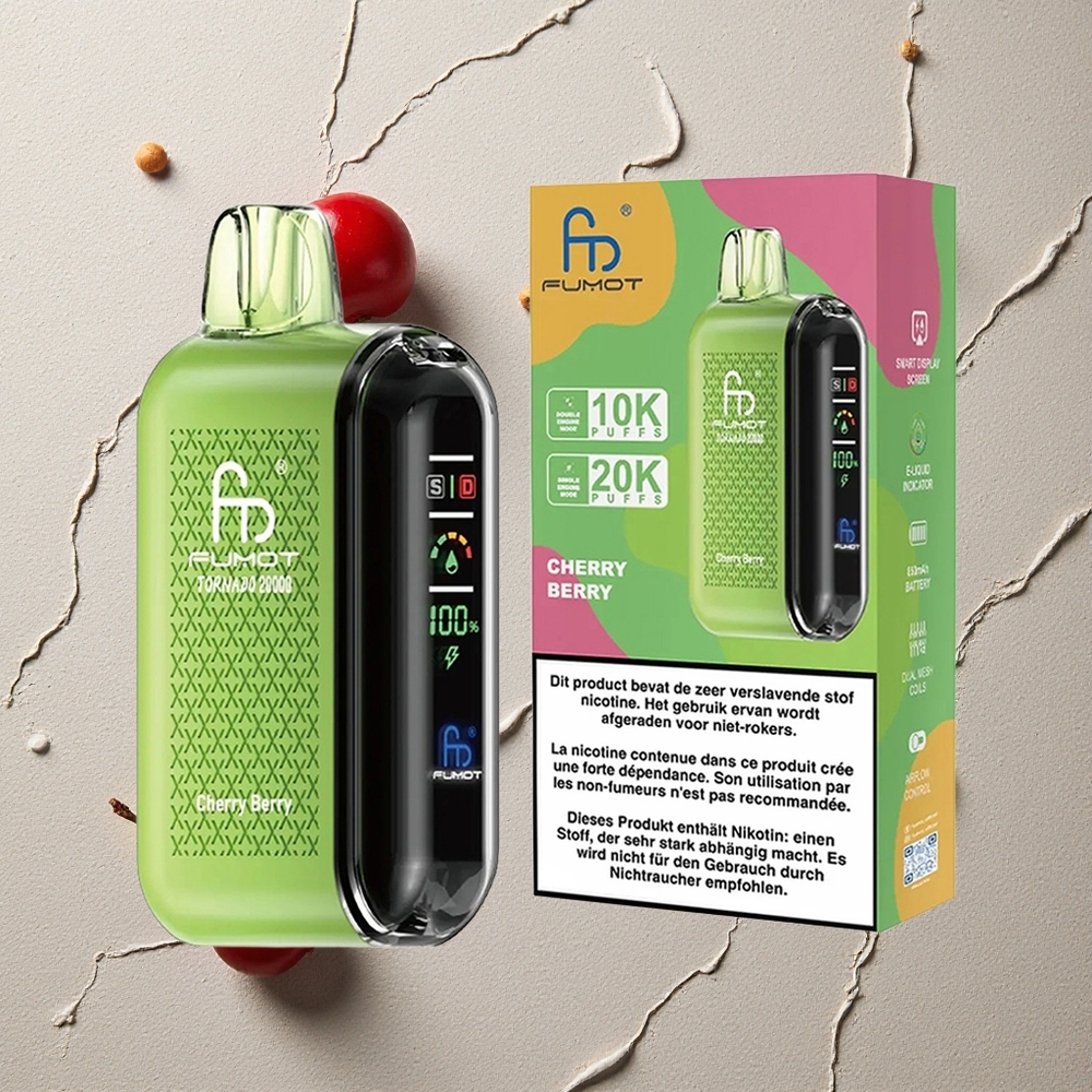 Fumot Tornado 20000 Puffs Kirsch-Beere vapes großhandel Österreich Dual Mesh Coil 20ml E-Liquid