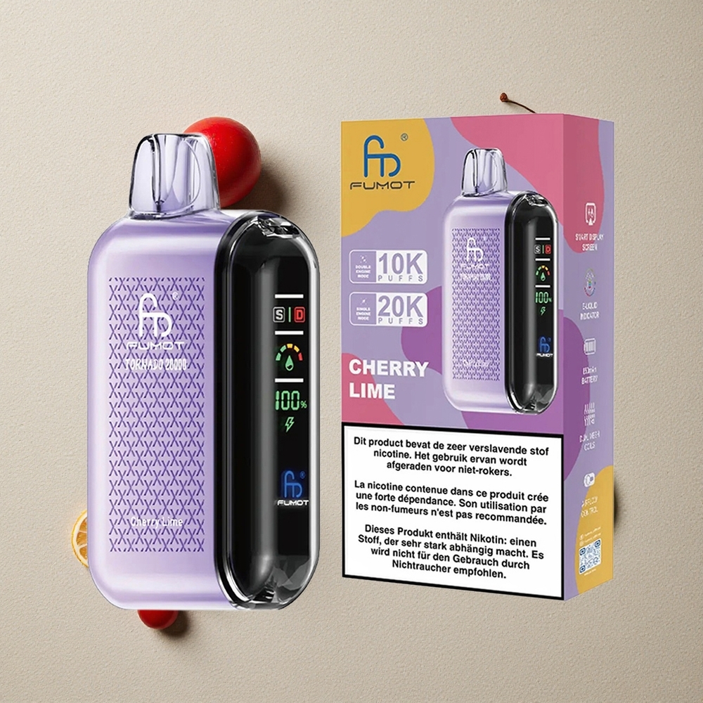 Fumot Tornado 20000 Puffs Kirsch-Limette vapes großhandel Österreich Dual Mesh Coil 20ml E-Liquid