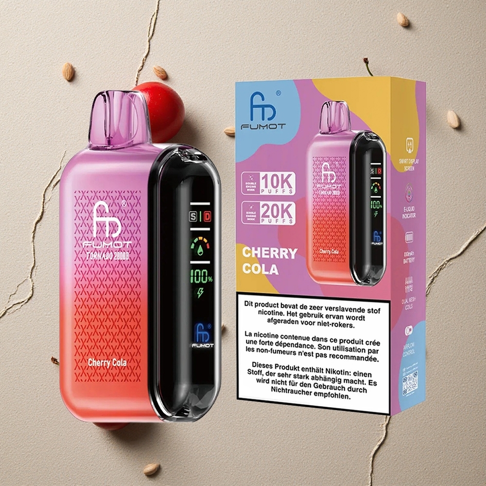 Fumot Tornado 20000 Puffs Kirsche Cola vapes großhandel Österreich Dual Mesh Coil 20ml E-Liquid