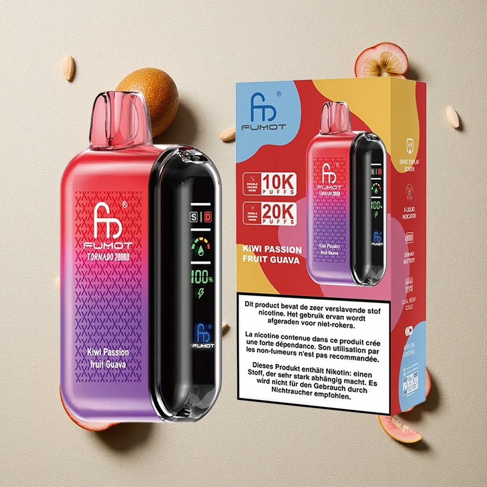 Fumot Tornado 20000 Puffs Kiwi Passionsfrucht Guave vapes großhandel Österreich Dual Mesh Coil 20ml E-Liquid
