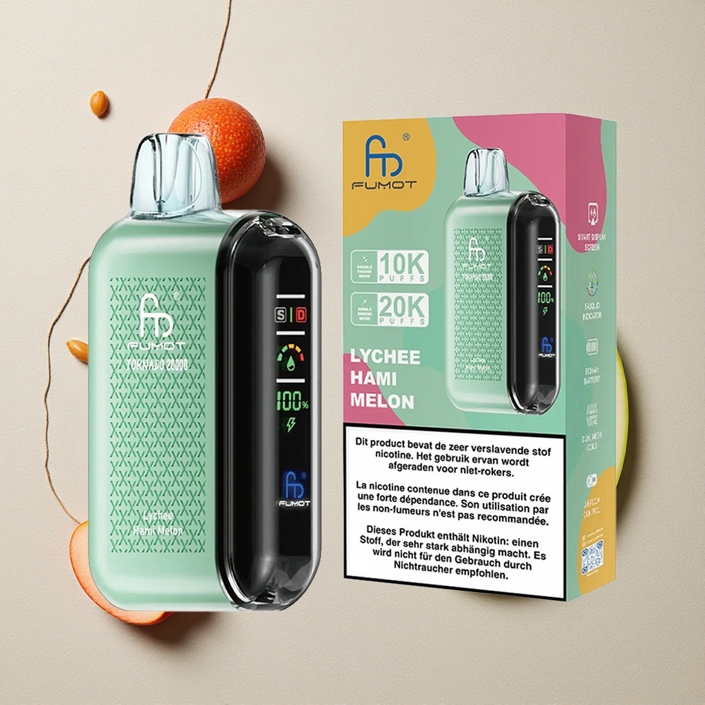 Fumot Tornado 20000 Puffs Litschi Honigmelone vapes großhandel Österreich Dual Mesh Coil 20ml