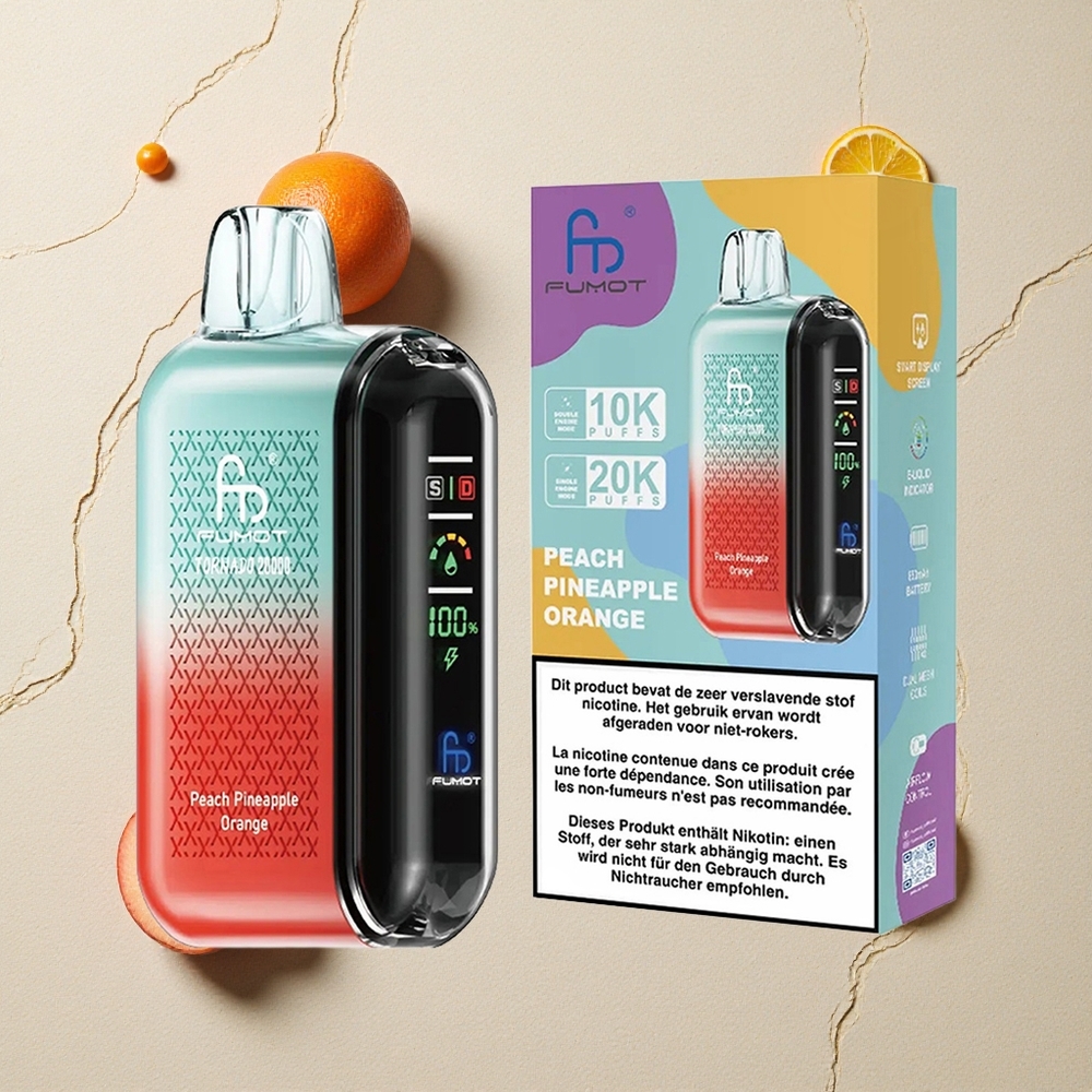 Fumot Tornado 20000 Puffs Pfirsich Ananas Orange Dual Mesh Coil vapes großhandel Österreich