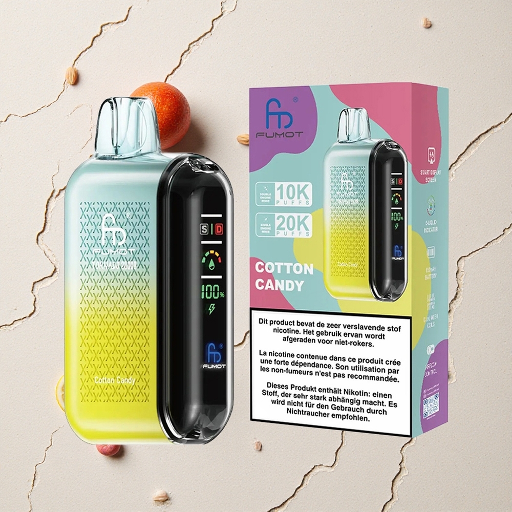 Fumot Tornado 20000 Puffs Zuckerwatte vapes großhandel Österreich Dual Mesh Coil 20ml E-Liquid