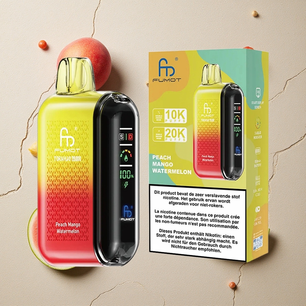 Fumot Tornado 20000 Züge Pfirsich Mango Wassermelone vapes großhandel Österreich Dual Mesh Coil 20ml