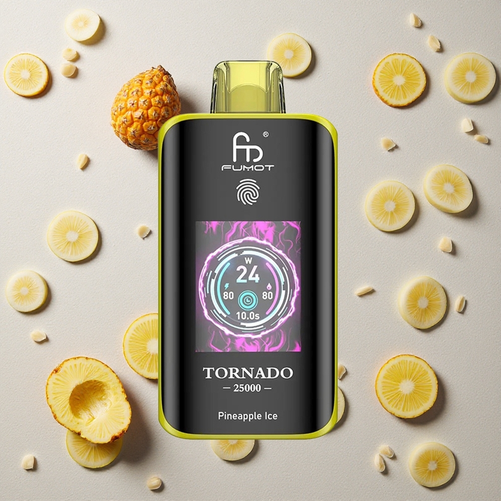 Fumot Tornado 25000 Puffs Ananas-Eis vapes großhandel Österreich mit HD-Bildschirm und 700mAh Akku