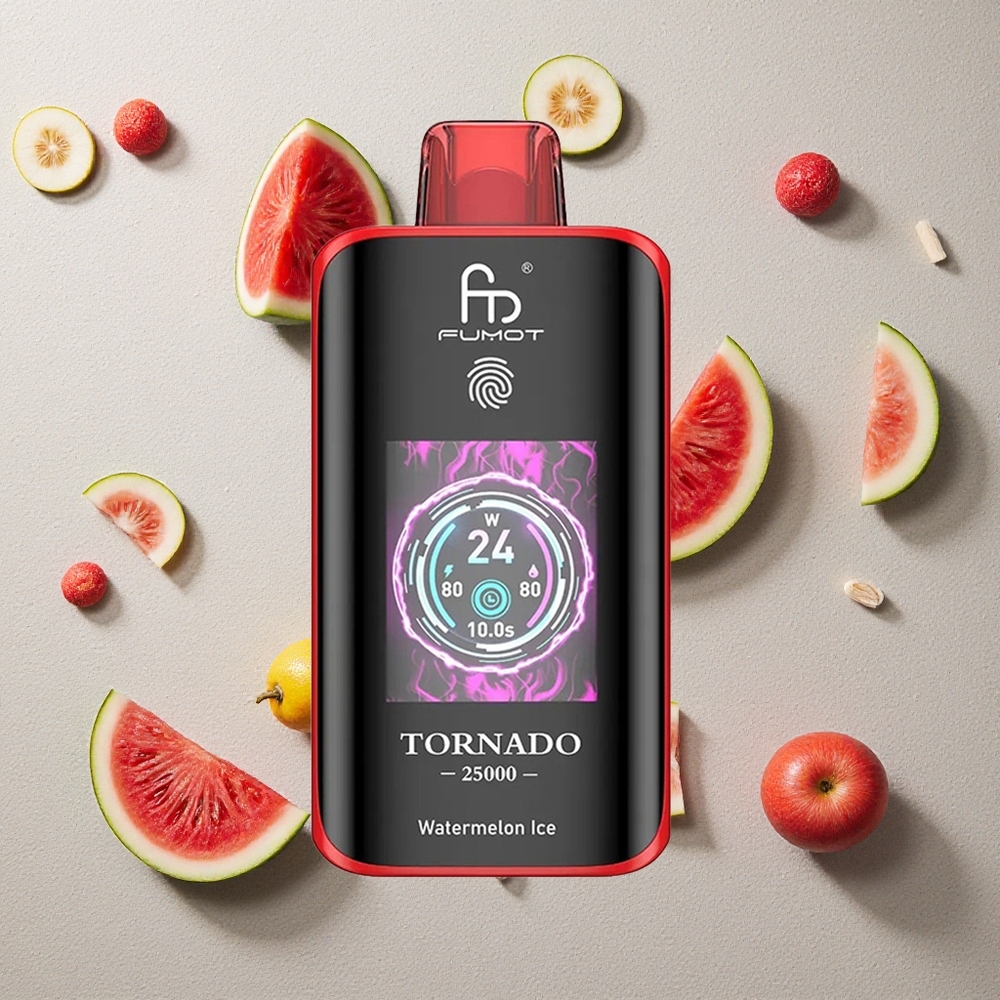 Fumot Tornado 25000 Puffs Wassermelone-Eis vapes großhandel Österreich mit HD-Bildschirm & 700mAh Akku