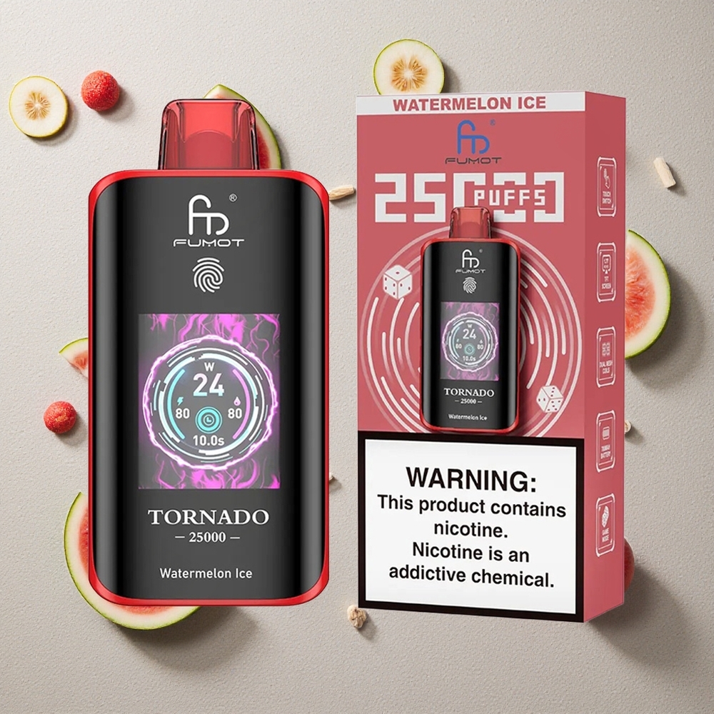 Fumot Tornado 25000 Puffs Wassermelone-Eis vapes großhandel Österreich mit HD-Bildschirm & 700mAh Akku