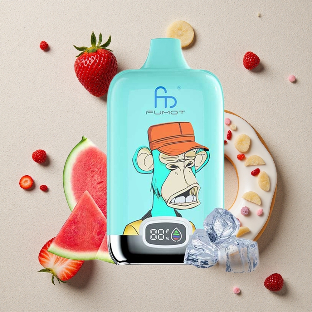 Fumot Tornado Digital Box 12000 Puffs Erdbeer Donut vapes großhandel Österreich mit 20ml E-Liquid und 550mAh Akku