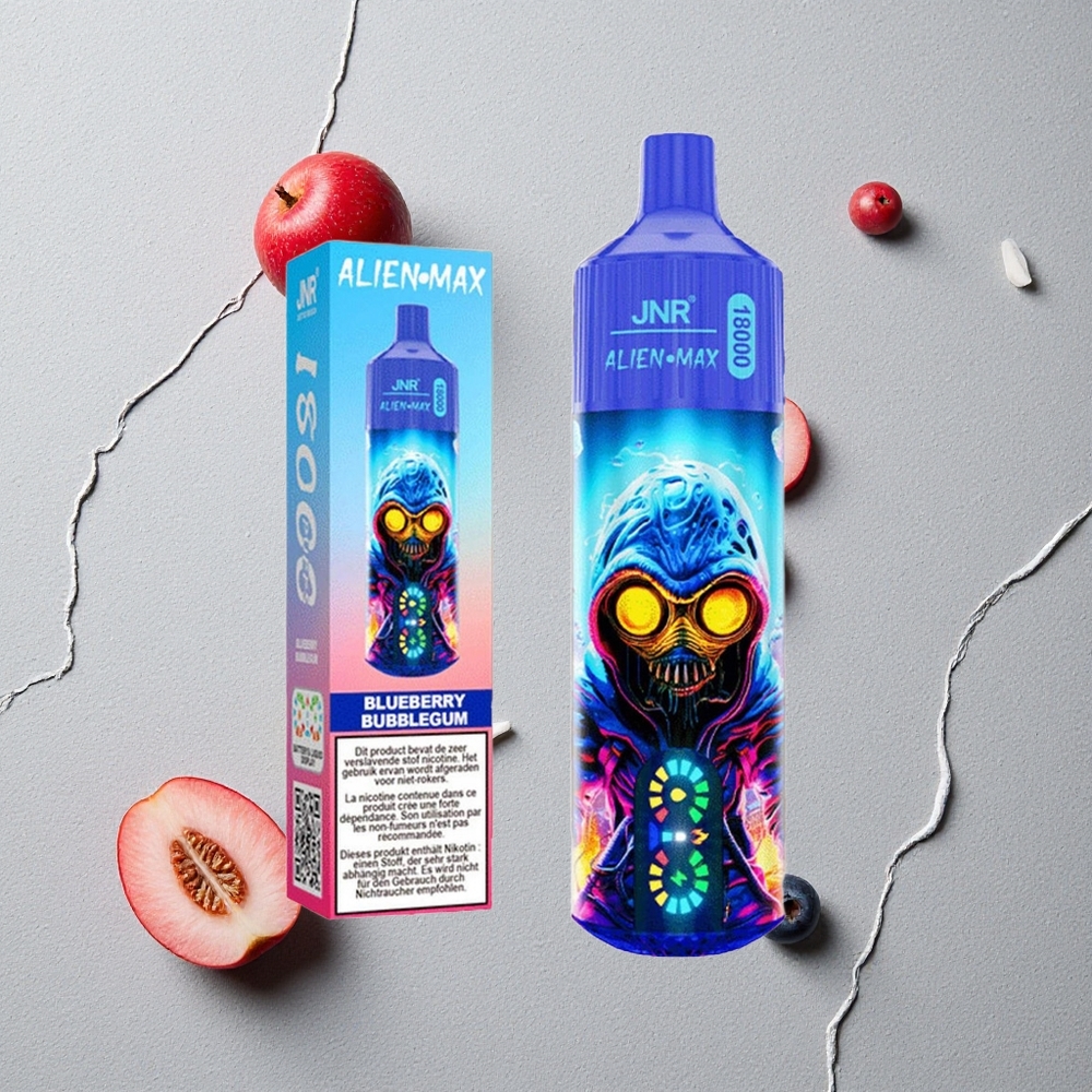 JNR Alien Max 18000 Puffs Blaubeere Bubblegum vapes großhandel Österreich mit Dual Mesh Coil & Dual Core und 28ml E-Liquid