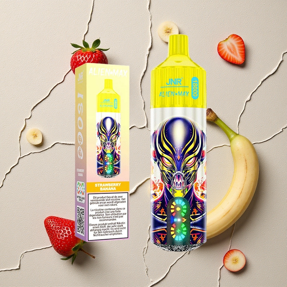 JNR Alien Max 18000 Puffs Erdbeere Banane vapes großhandel Österreich Smart LED Display & Dual Mesh Coil