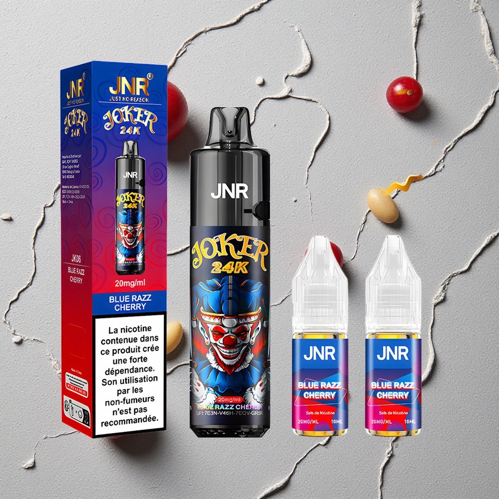 JNR Joker 24K Puffs Blaue Himbeere-Kirsche vapes großhandel Österreich 800mAh Akku Sichtbarer Füllstand