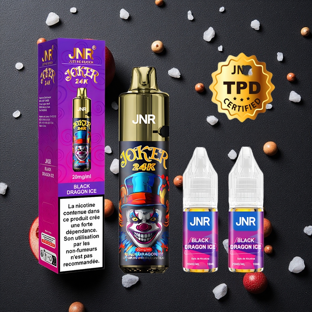 JNR Joker 24K Puffs Schwarz Drachen Eis vapes großhandel Österreich 800mAh Akku Typ-C Aufladung