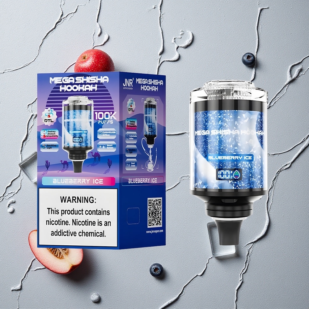 JNR Mega Shisha Hookah 100K Blaubeere-Eis Desktop Kompatibilität 60ml e-Liquid Kapazität vapes großhandel Österreich
