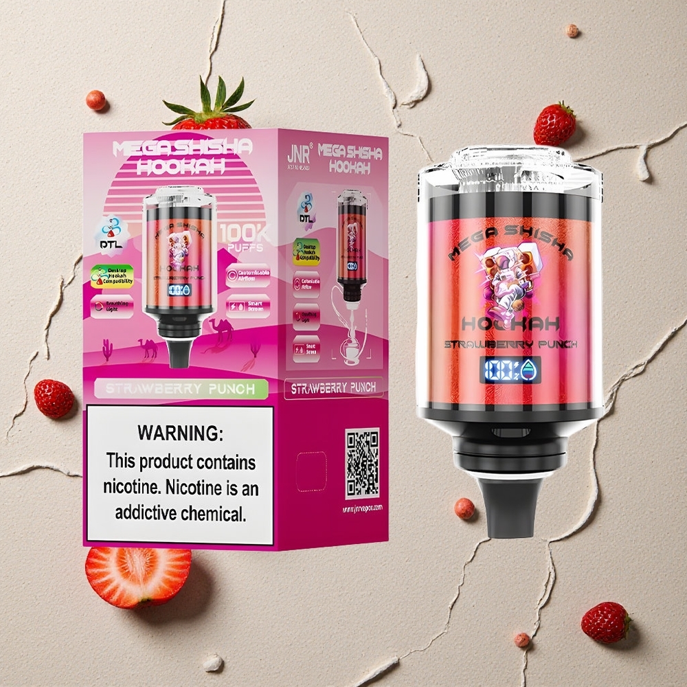 JNR Mega Shisha Hookah 100K Erdbeerpunsch vapes großhandel Österreich mit 60ml e-Liquid und 2200mAh Akku