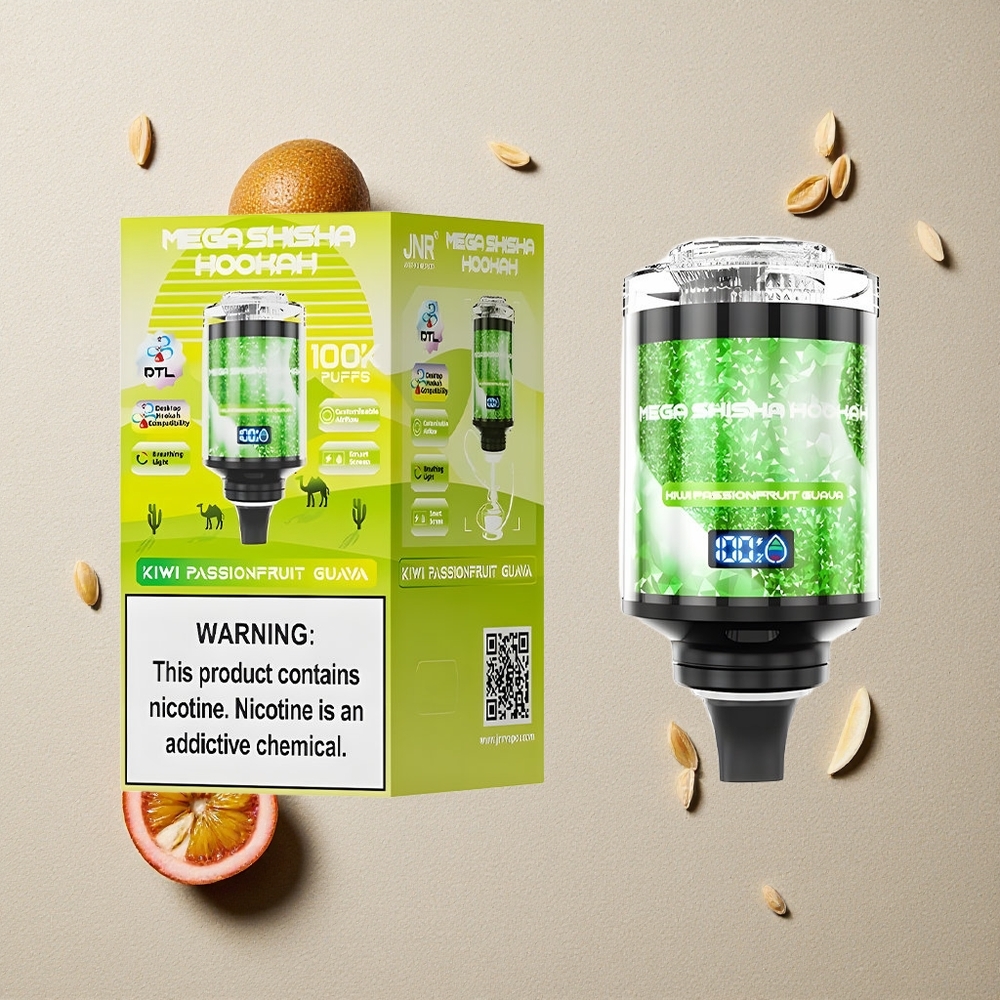JNR Mega Shisha Hookah 100K Kiwi Passionsfrucht Guava vapes großhandel Österreich Typ-C Schnellladung 2200mAh
