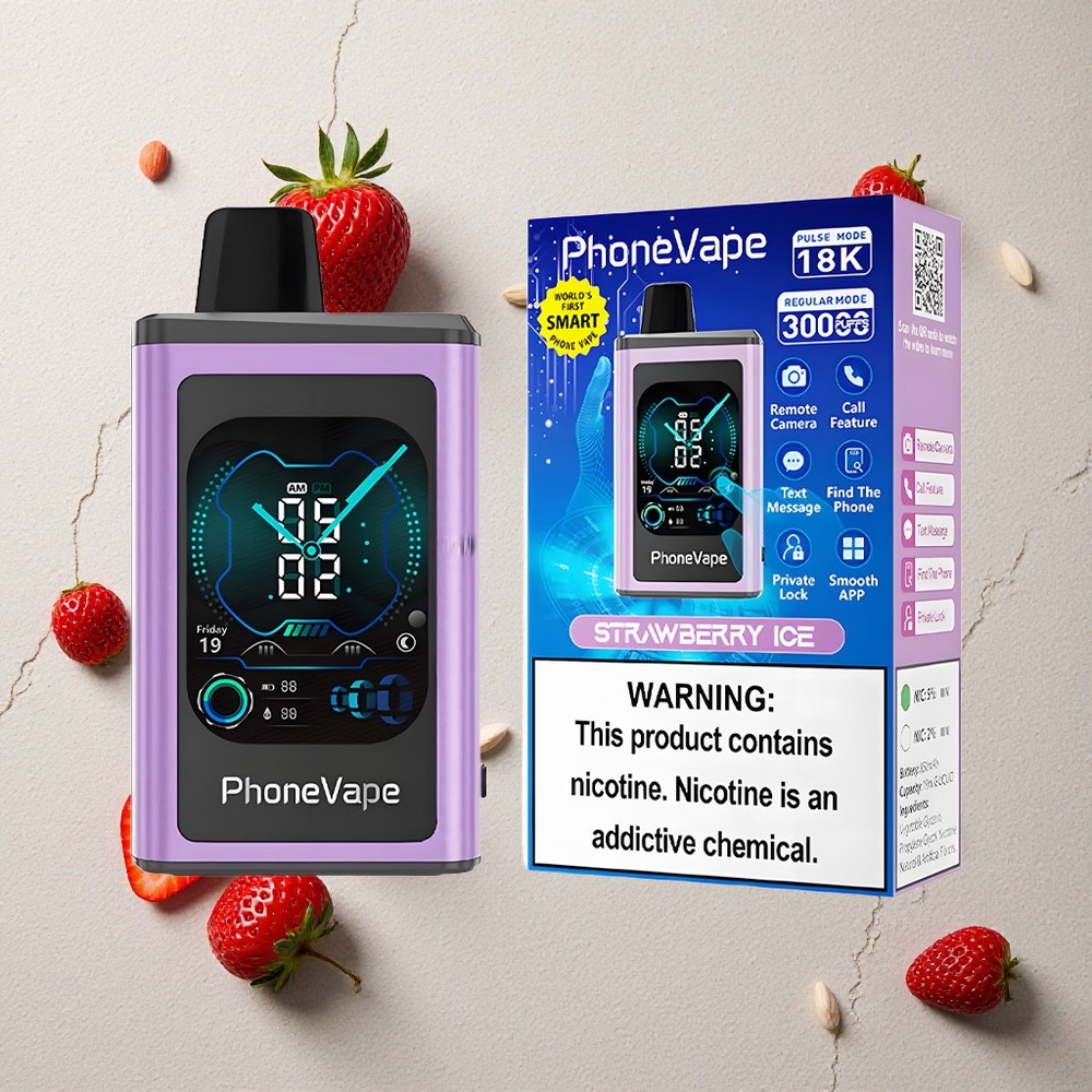JNR PhoneVape 30000 Puffs Erdbeer-Eis vapes großhandel Österreich mit 850mAh Type-C Akku & Turbo Modus