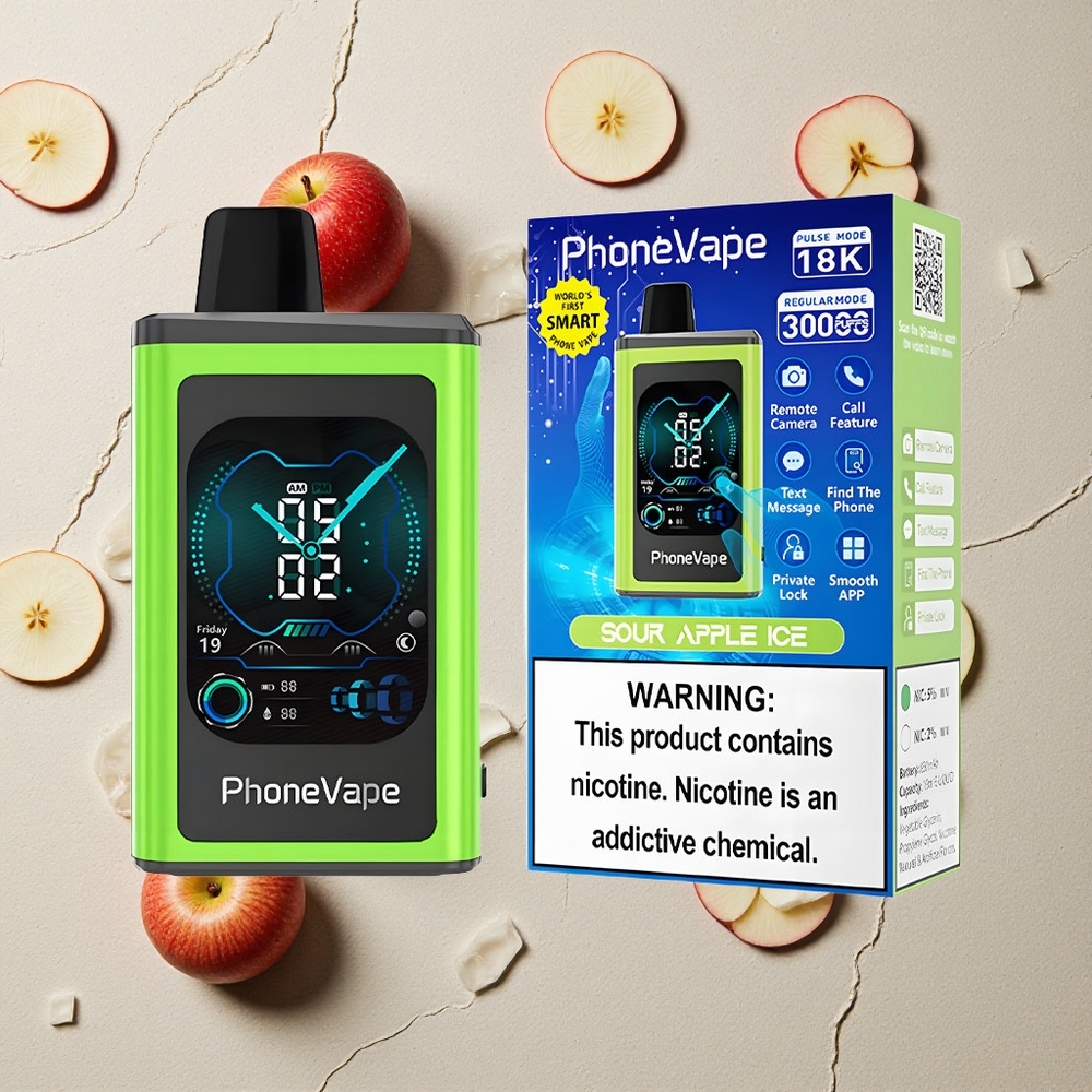 JNR PhoneVape 30000 Puffs Sauerapfel-Eis vapes großhandel Österreich Turbo Modus App-Gesteuert