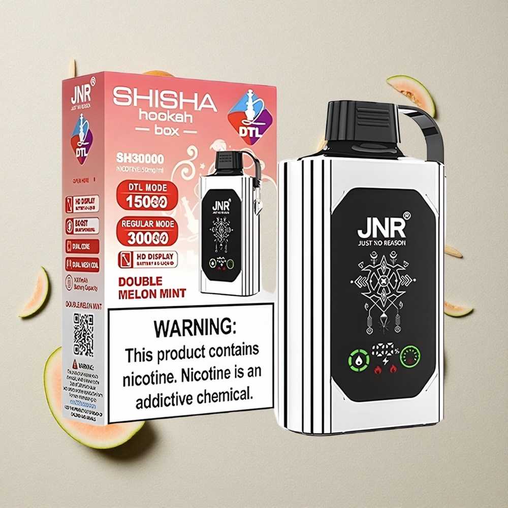 JNR Shisha Hookah Box 20500 Puffs Doppelmelone Minze vapes großhandel Österreich HD Display 25ml