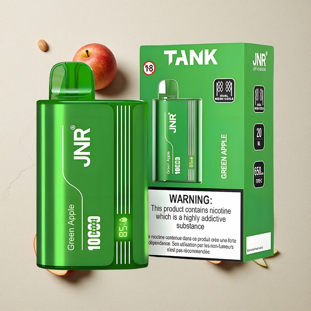 JNR Tank 10000 Puffs Grüner Apfel Pfirsich Birne vapes großhandel Österreich Dual Mesh Coil Digital Display